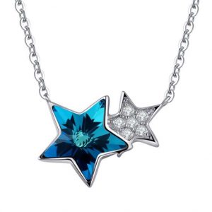 Double Stars Made with Swarovski Stones Necklace
