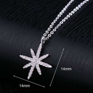 Elegant Full Zirconia Paved Large Star Pendant Necklace