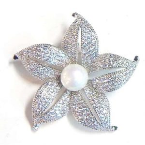 Frangipani Flower & Pearl Brooch