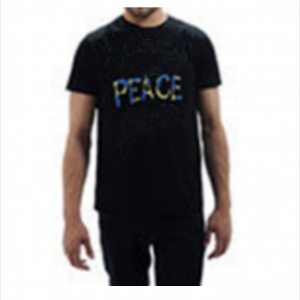 Men's Cotton Elastane Printed Black Round Neck T-Shirt