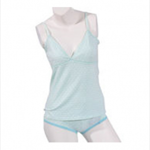 Women's Fashionable Thin Shoulder Straps Allover Dotted Printed Panty and Tank Top Set