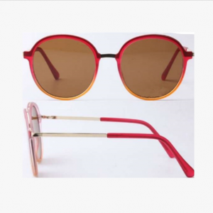 Fashion Polycarbonate Frame Colour Acrylic Lens Metal Temple Round Sunglasses