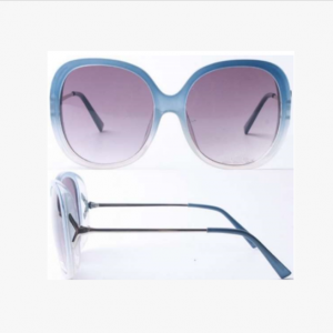 Crystal Blue Metal Temple Plastic Sunglasses