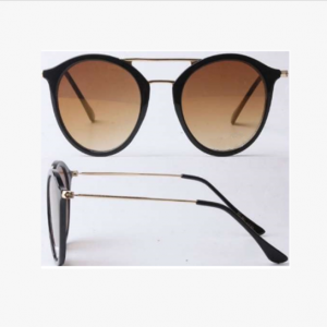 Plastic and Metal Combination Color Lens Round Sunglasses