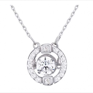 Solid and Hollow Circle Made with Swarovski Stone Pendant Necklace