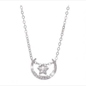 Zircon Stone Moon & Star Necklace
