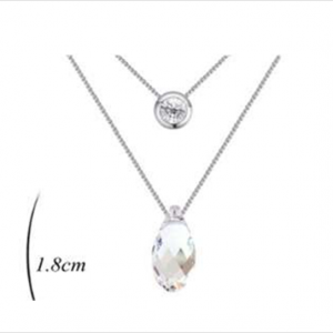 Drop Shape Swarovski Stones Layering Double Strand Necklace