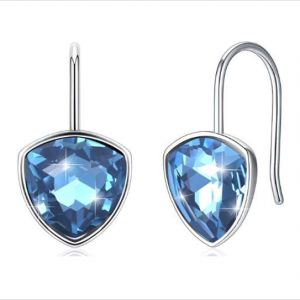 Blue Drop Shape Made with Swarovski Stone Earrings