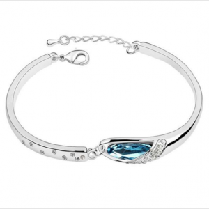 18K True Platinum Plating Bangle Bracelet Made with Swarovski Stone