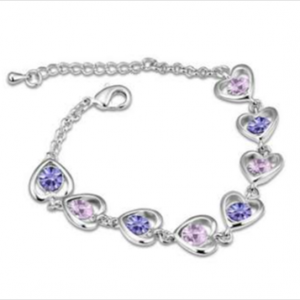 Two-Colored Heart Bracelet Made with Swarovski Stones