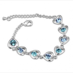 Blue Heart Bracelet Made with Swarovski Stones
