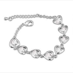 Crystal Heart Bracelet Made with Swarovski Stones