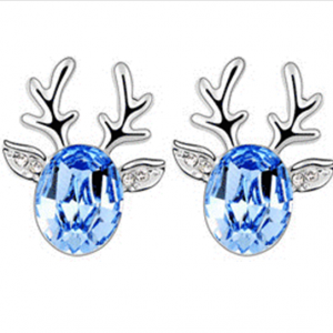 Deer Head Earrings Made with Swarovski Stone