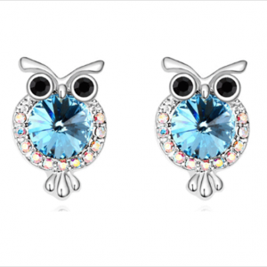 Owl Stud Earrings Made with Swarovski Stone