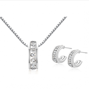 Classic Round Ring & Earrings Necklace Set