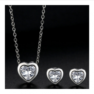 Full Sweet Heart 18K Earrings Necklace Set