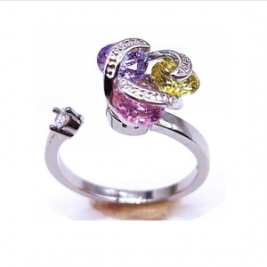 Dazzling Pastel Tri-Color Spinning Flower Ring