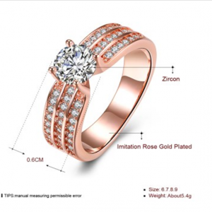 Elegant Zirconia Crystal Stones Imitation Rose Gold Plated Ring
