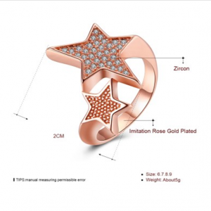 Double Stars Imitation Rose Gold Plated Ring