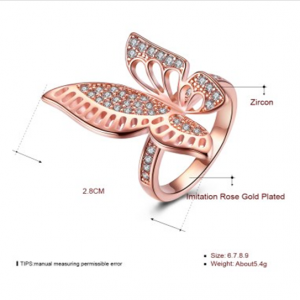 Butterfly Imitation Rose Gold Plated Ring