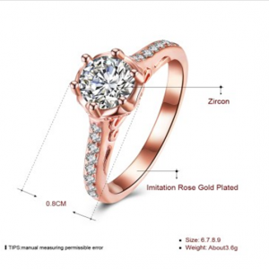Riveting Stone Imitation Rose Gold Plated Ring
