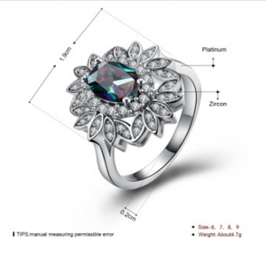 Flower Stone Platinum Plated Ring
