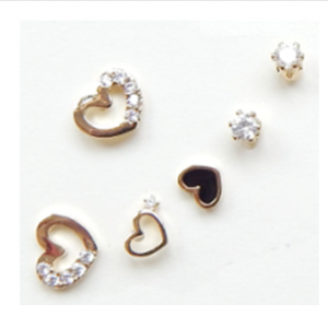 Zircon Hearts Stud Earrings