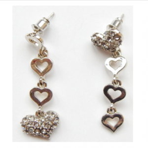 Serial Hearts Glass Stones Hanging Earrings