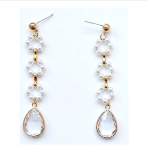 Elegant Glass Stone Drop Shaped Hanging Earrings