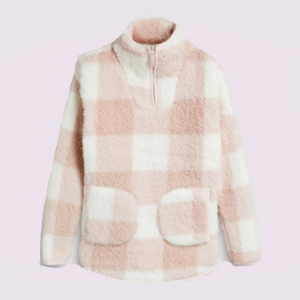 Ladieswear Stand Collar Zipped Sherpa Fleece Sweatshirt